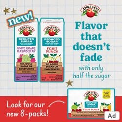 Ad at ShopRite: Flavor that doesn't fade, with only half the sugar. New Reduced Sugar Juice Drinks